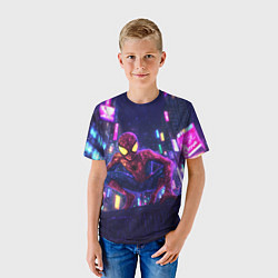 Футболка детская Человек паук с желтыми глазами, цвет: 3D-принт — фото 2
