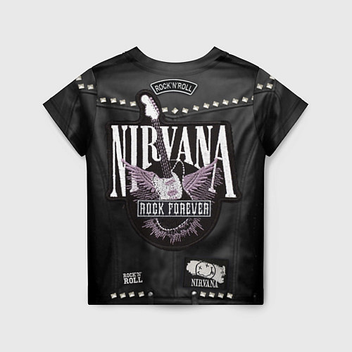Детская футболка Косуха рокерская с нашивками Nirvana / 3D-принт – фото 2