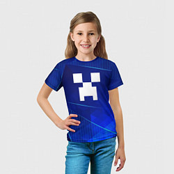 Футболка детская Minecraft blue poly, цвет: 3D-принт — фото 2