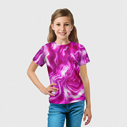 Футболка детская Завихрения - оттенки розового и белого, цвет: 3D-принт — фото 2