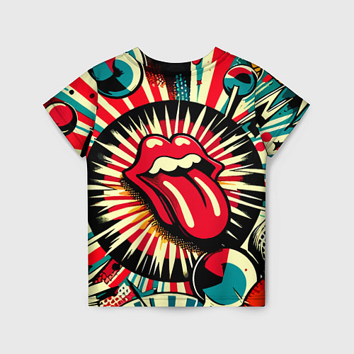 Детская футболка Logo of the Rolling Stones - pop art / 3D-принт – фото 2