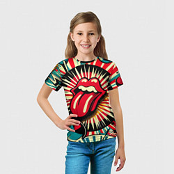 Футболка детская Logo of the Rolling Stones - pop art, цвет: 3D-принт — фото 2