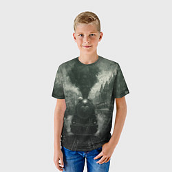 Футболка детская Ретро иллюстрация паровоза, цвет: 3D-принт — фото 2