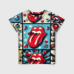Футболка детская Rolling Stones logo - pop art, цвет: 3D-принт