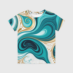 Футболка детская Бирюза и золото, цвет: 3D-принт