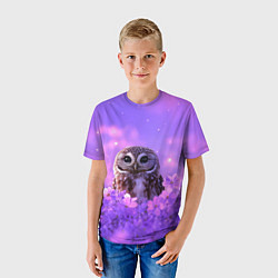 Футболка детская Сова в фиолетовых цветах, цвет: 3D-принт — фото 2