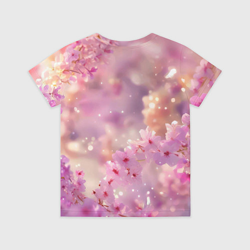 Детская футболка Белая сова и розовые цветы / 3D-принт – фото 2