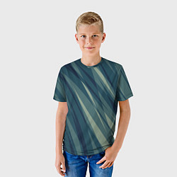 Футболка детская Зеленовато-синий полосы, цвет: 3D-принт — фото 2