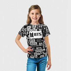 Футболка детская Bangtan Boys pattern black, цвет: 3D-принт — фото 2