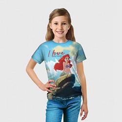 Футболка детская Ariel I love the ocean - русалка - beautiful big p, цвет: 3D-принт — фото 2