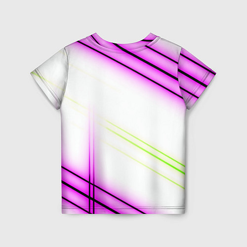 Детская футболка Green white pink line / 3D-принт – фото 2