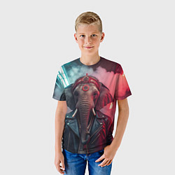 Футболка детская Cyberpunk elephant, цвет: 3D-принт — фото 2