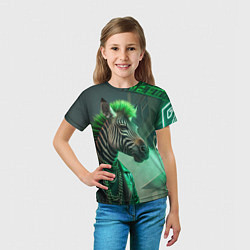 Футболка детская Cyperpunk zebra, цвет: 3D-принт — фото 2