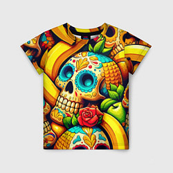 Футболка детская Colorfull skulls and bananas - pop art pattern, цвет: 3D-принт