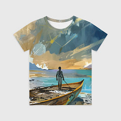 Футболка детская Мальчик и лодка, цвет: 3D-принт