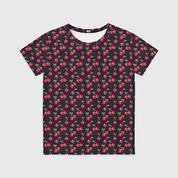 Футболка детская Паттерн с ягодами вишни, цвет: 3D-принт