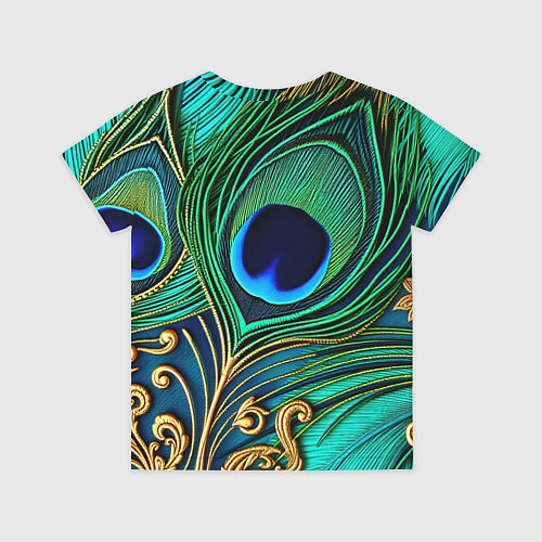 Детская футболка Зеленые перья павлина / 3D-принт – фото 2