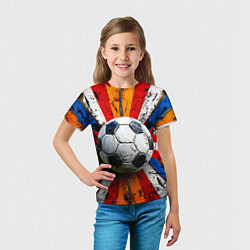 Футболка детская Футбольный мяч в ярких линиях, цвет: 3D-принт — фото 2