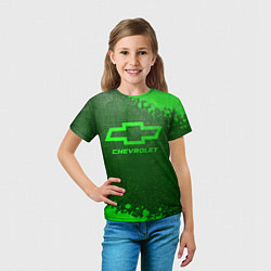 Футболка детская Chevrolet - green gradient, цвет: 3D-принт — фото 2