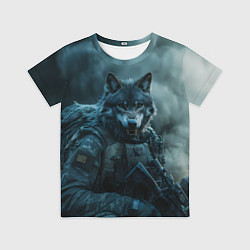 Футболка детская Волк солдат, цвет: 3D-принт
