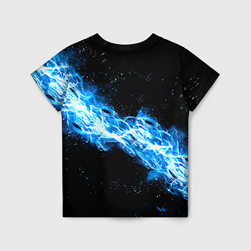 Детская футболка Футбольный мяч в синем пламени / 3D-принт – фото 2
