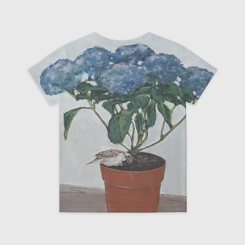 Детская футболка Спящий воробушек на гортензии / 3D-принт – фото 2