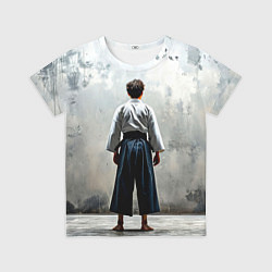 Футболка детская Боец айкидо на сером, цвет: 3D-принт