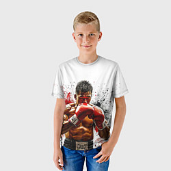 Футболка детская Тайский боксер на белом, цвет: 3D-принт — фото 2