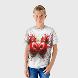 Футболка детская Красные бойцовские перчатки на белом, цвет: 3D-принт — фото 2