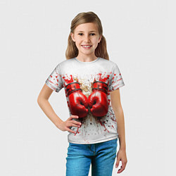Футболка детская Красные бойцовские перчатки на белом, цвет: 3D-принт — фото 2