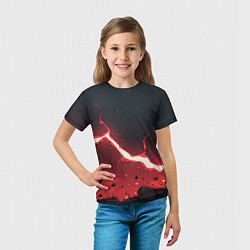 Футболка детская Красная молния на черной текстуре, цвет: 3D-принт — фото 2
