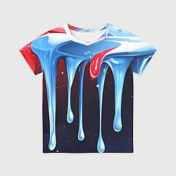 Футболка детская Синие и красные слизи текстура, цвет: 3D-принт