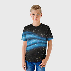 Футболка детская Синяя абстрактная текстура на черном, цвет: 3D-принт — фото 2