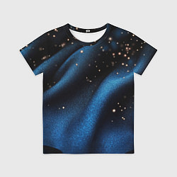 Футболка детская Синяя волнистая текстура на черном, цвет: 3D-принт