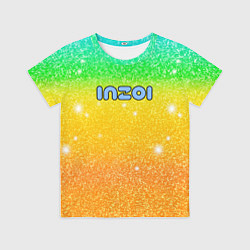 Детская футболка Inzoi зелено-желтый фон