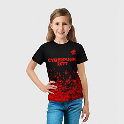 Футболка детская Cyberpunk 2077 - red gradient посередине, цвет: 3D-принт — фото 2
