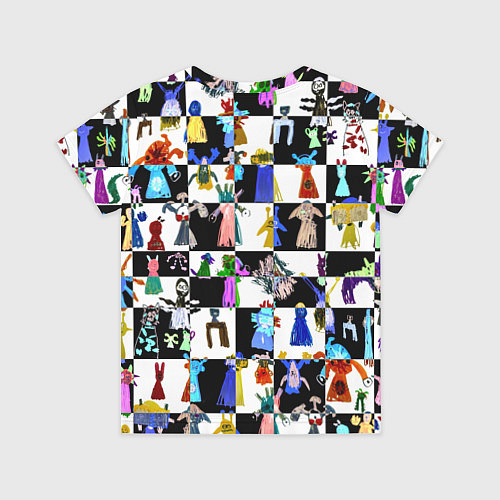 Детская футболка Монстрики на шахматном фоне / 3D-принт – фото 2