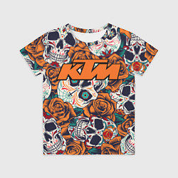 Футболка детская Оранжевые черепа КТМ, цвет: 3D-принт