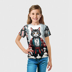 Футболка детская Коты якудза, цвет: 3D-принт — фото 2
