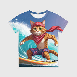 Футболка детская Кот на волне, цвет: 3D-принт