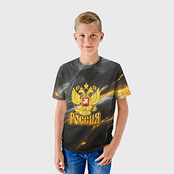 Футболка детская Россия черно-желтый фон, цвет: 3D-принт — фото 2