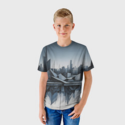 Футболка детская Небоскребы и скалы, цвет: 3D-принт — фото 2