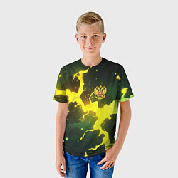 Футболка детская Герб России зеленый разлом, цвет: 3D-принт — фото 2