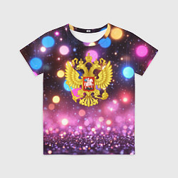 Детская футболка Герб России на фоне бокке