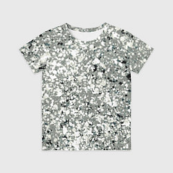 Футболка детская Серый абстрактный с белыми кляксами, цвет: 3D-принт