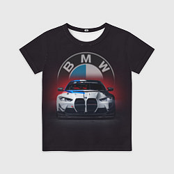 Футболка детская BMW на красном фоне, цвет: 3D-принт
