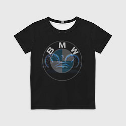 Футболка детская BMW спидометр и логотип, цвет: 3D-принт