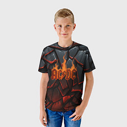 Футболка детская ACDC огненный лого на камнях, цвет: 3D-принт — фото 2
