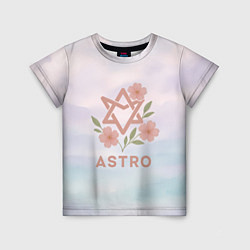 Футболка детская Astro логотип с цветочками, цвет: 3D-принт