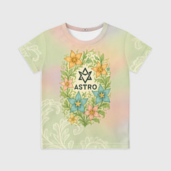 Футболка детская Astro логотип в цветочках, цвет: 3D-принт